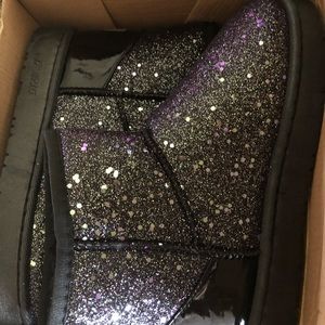 Black glitter boots